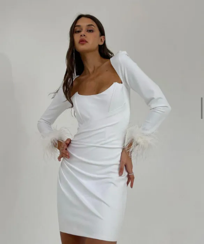 שמלה אלברטה לבן